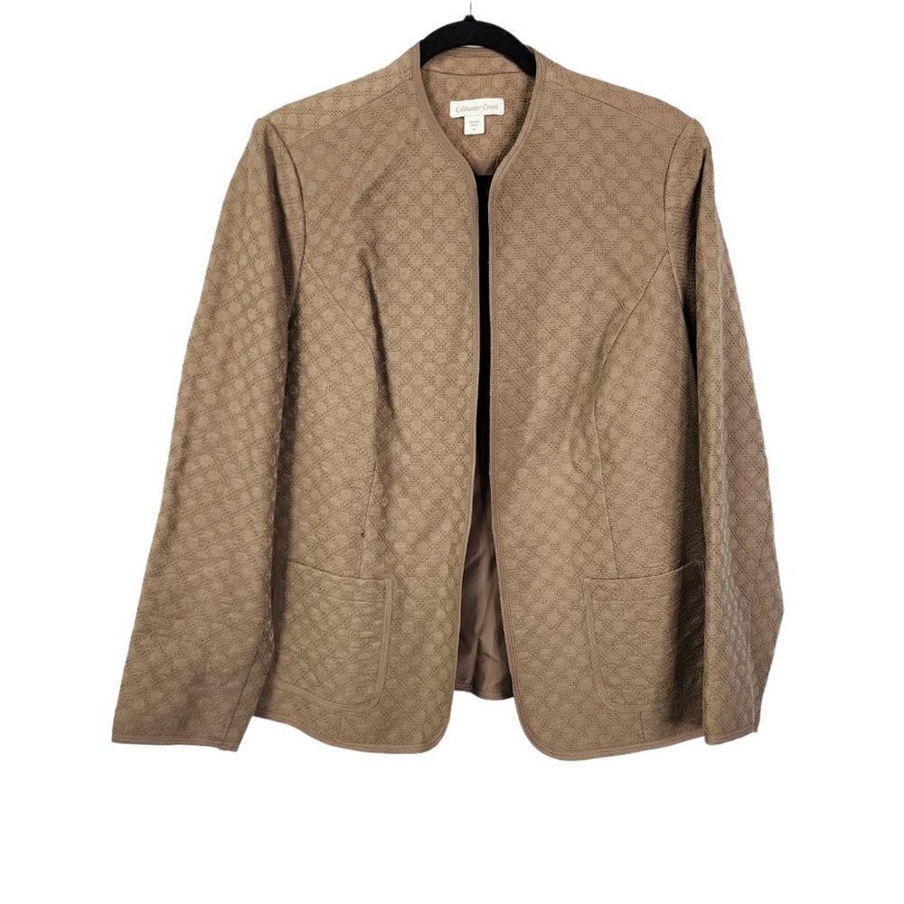 NEW Coldwater Creek Brown Diamond Textured Blazer Jacket Size 16 $129